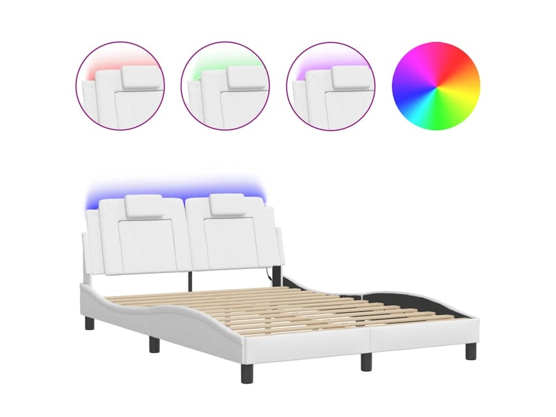  Lit double- lit adulte -  cadre de lit viana avec led sans matelas blanc 140x200 cm  - Conforama A