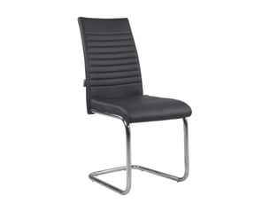 Lot de 2 chaises de salle à manger opus en simili cuir noir avec surpiqûres et pieds chromés
