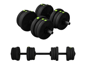 Set d'haltères 2-en-1 105x20x20 cm réglable noir et vert