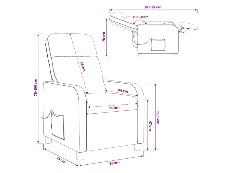 Vidaxl fauteuil de massage inclinable taupe tissu  - Conforama C