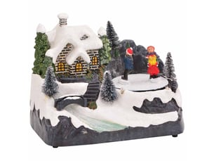 Village de noël mini 16 x 11,5 x 13 cm plastique multicolore cf61987