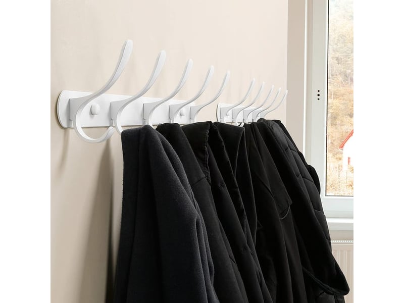  Porte-manteau mural moderne avec 5 crochets, robuste, en métal, pour accrocher vêtements, crochet blanc, idéal dans le débarras, l'entrée, multicolore XLH-ZLS-015609ZLS - Conforama C