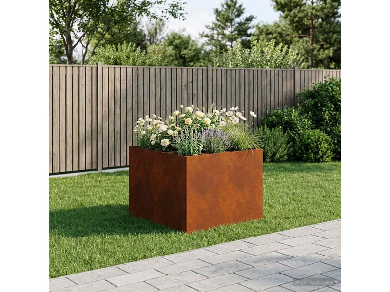 Jardinière - cache-pot de jardin rouillé 80 x 80 x 60 cm acier patiné - Conforama B