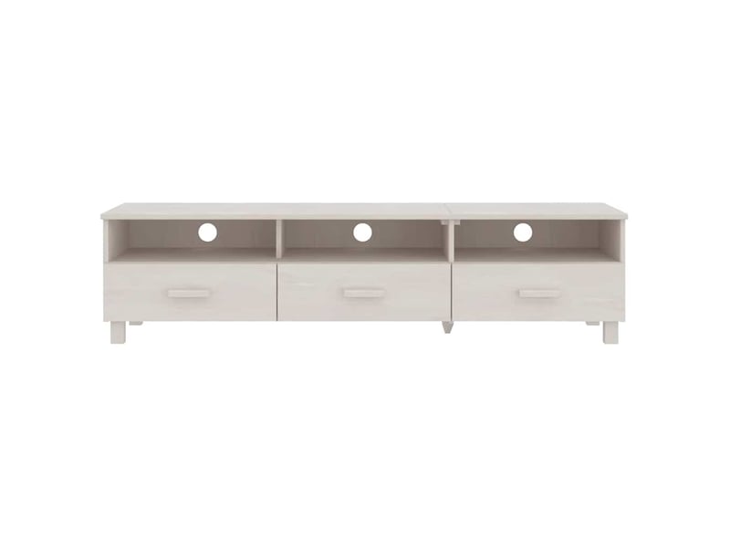  Meuble tv - banc tv - meuble de rangement hamar blanc 158x40x40 cm bois massif de pin  - Conforama C