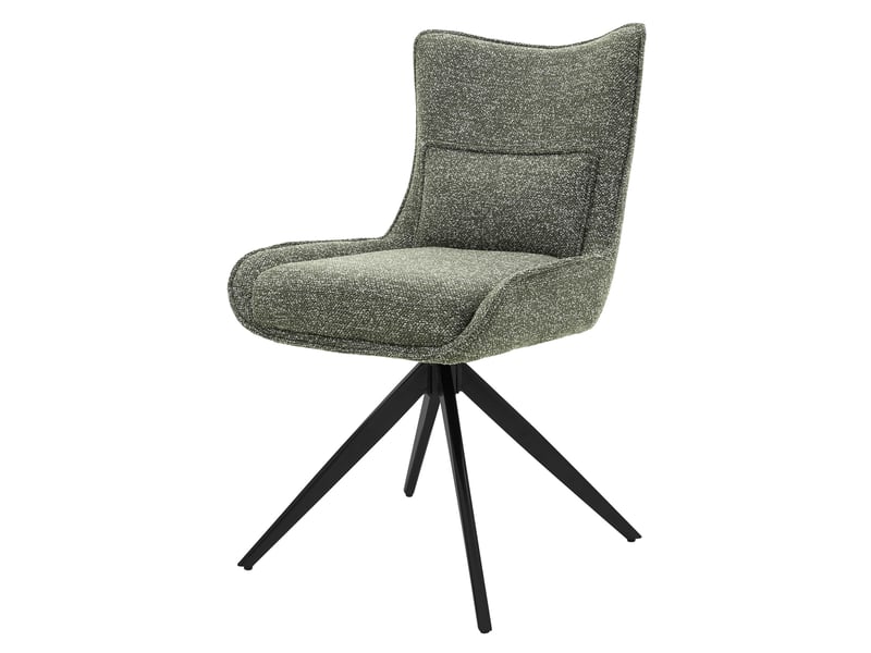  Ml-design chaise salle à manger pivotante à 360° en tissu bouclette vert, piètement étoile en acier robuste, coussin lombaire intégré, siège rembourré confortable pour salon et cuisine, max 120 kg  - Conforama A
