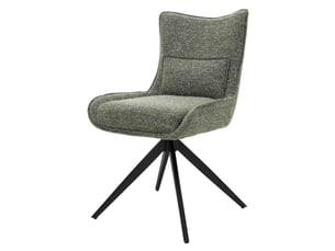 Ml-design chaise salle à manger pivotante à 360° en tissu bouclette vert, piètement étoile en acier robuste, coussin lombaire intégré, siège rembourré confortable pour salon et cuisine, max 120 kg