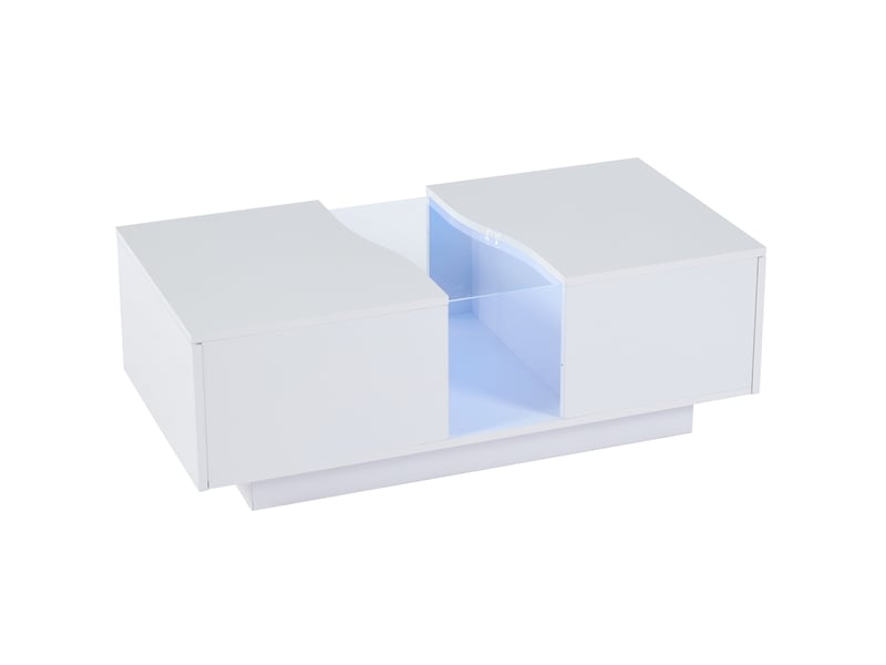  Table basse led 100x50x35 cm 2 tiroirs mdf blanche  - Conforama A