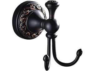 1 pcs patères doubles en bronze huilé, crochet double pour manteau antique noirs, porte-manteau en retro laiton - szpa134093jjzj