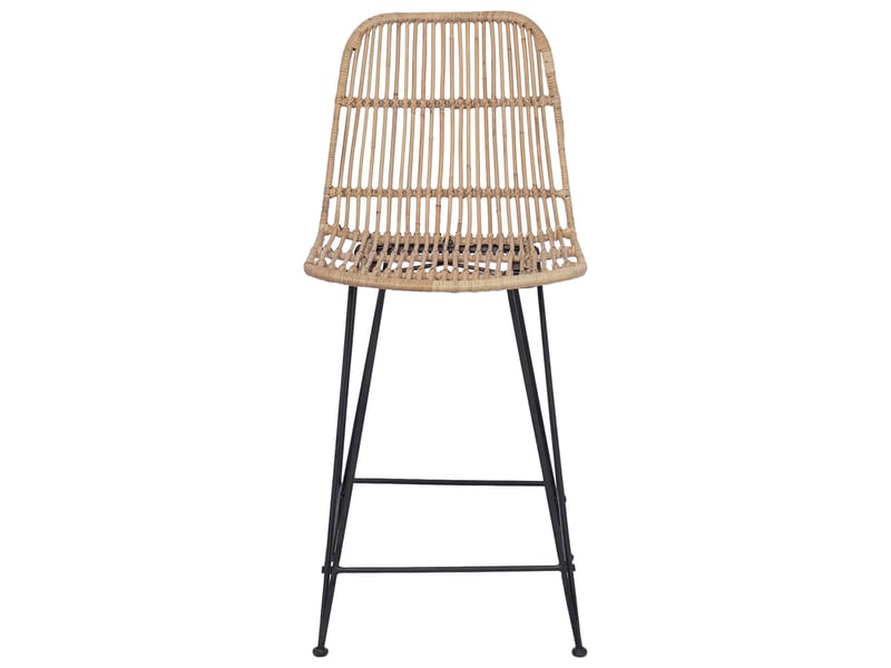  Lot de 2 tabouret de bar, chaise de bar naturel 44x54x96 cm rattan et acier  - Conforama E