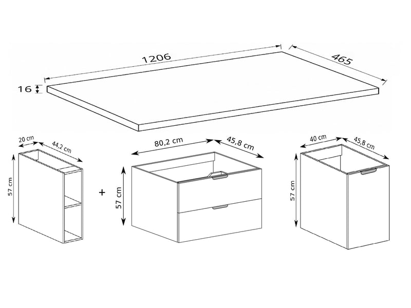  Ensemble salle de bain avec étagère et plan novo l.140 cm cachemire mat  - Conforama C