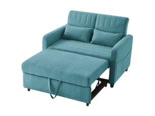 Canapé‑lit 2 places pliable et extensible, dossier réglable sur 3 positions, revêtement en tissu coton‑lin respirant