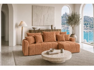 Canapé d'angle réversible convertible CASANOVA 3 places Tissu marron avec coffre de rangement