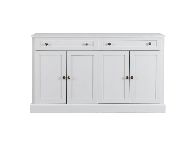  Grand buffet 4 portes et 2 tiroirs 150 x 40 x 86 cm, étagères réglables, blanc antique Jamama eleni - Conforama A