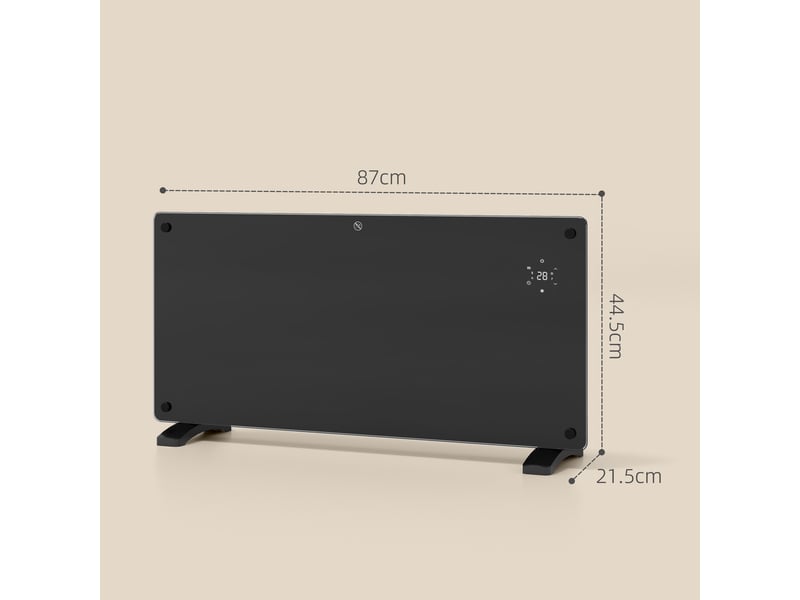  Chauffage à convection 2000 w, température réglable avec télécommande, minuterie 24 heures et hebdomadaire, noir  - Conforama C