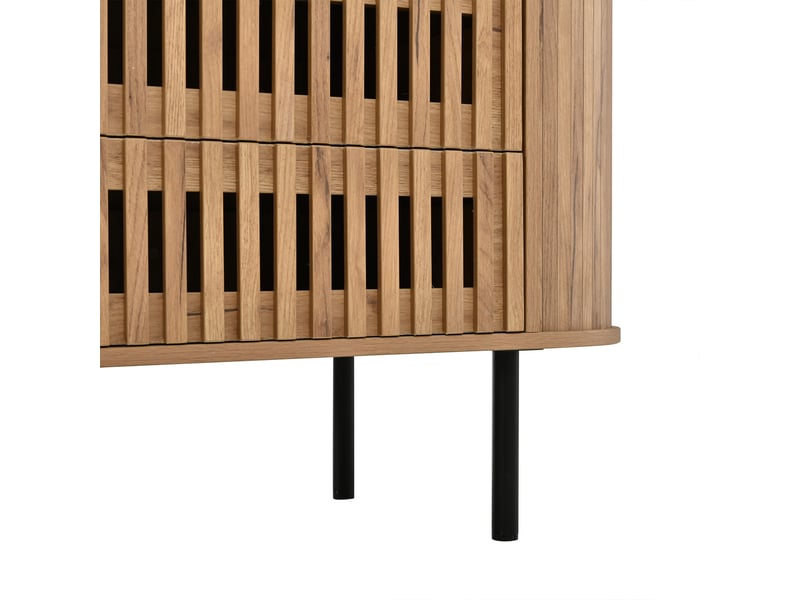  Buffet 6 tiroirs en mdf – design à lattes ajourées – naturel – 160 x 40 x 70 cm  - Conforama E