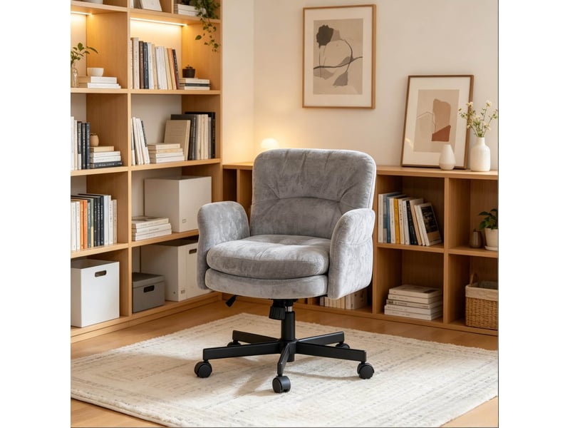  Chaise de bureau 68x71x84,5-92,5 cm pivotante réglable métal grise  - Conforama B