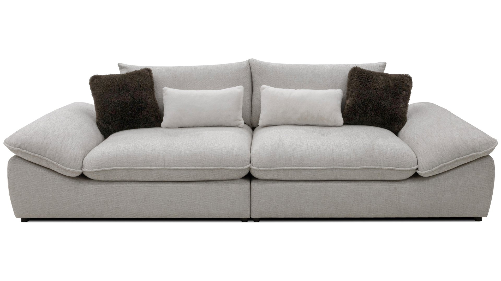 Canape droit fixe beige 3 places DUNE