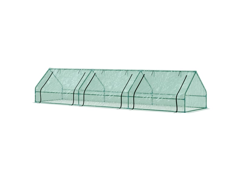  Mini serre étanche pour plantes avec 3 entrées enroulables, en acier et pe, 400 x 100 x 80 cm, verte  - Conforama B