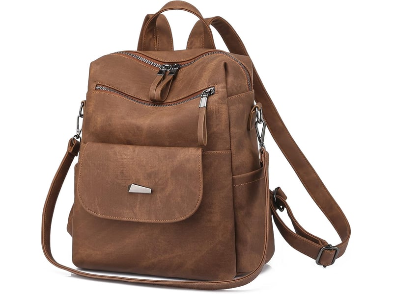  Sac à dos femme en cuir, petit format – imperméable, anti-vol, bandoulière pour ladies-marron  - Conforama A