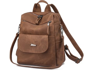Sac à dos femme en cuir, petit format – imperméable, anti-vol, bandoulière pour ladies-marron