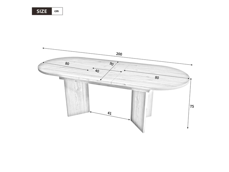  Table à manger extensible 160200x90 cm, bords arrondis, plateau 18 mm, mdf, chêne clair  - Conforama C