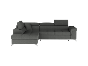 Canapé d'angle convertible palazzo 4 places gris foncé – angle gauche avec 1 coussin
