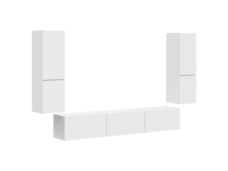  Ensemble meuble tv - banc tv - meuble de rangement 4 pcs blanc bois d'ingénierie  - Conforama A