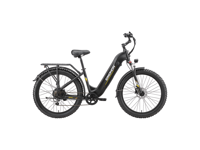 Vélo électrique 26 sinohon ak26, pneus larges, freins hydrauliques, noir - Conforama A