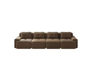 Canapé modulable 4 places sans structure,382x104x69cm,canapé à compression en velours côtelé,assise profonde et rembourrage haute densité 32d - marron