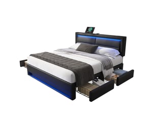 Lit avec rangement 140x200 cm TCQPZ coloris noir