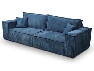 Canapé droit convertible 4 places Tissu marron avec coffre de rangement