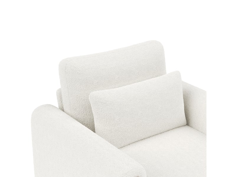  Canapé 1 place en teddy blanc avec coussin épais et accoudoirs, 87x83x88,5 cm, charge 150 kg  - Conforama D