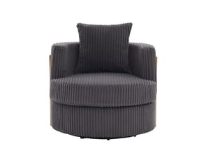 Lot de 2 fauteuils pivotants 360° 76x79x78cm gris en velours côtelé, rangement sous assise, accoudoirs rembourrés