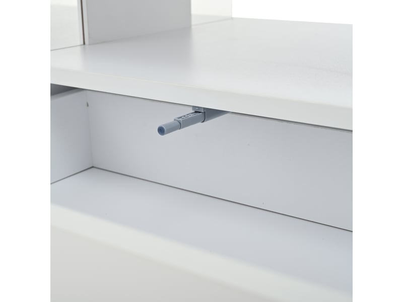  Table basse relevable avec 2 tiroirs, led et rangement pour salon 100×50×46 cm en mdf blanc  - Conforama D