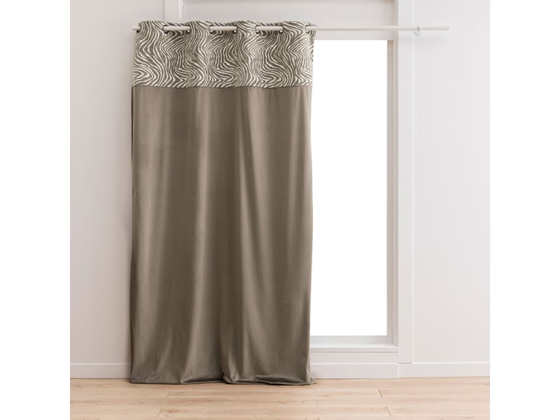  Rideau tamisant à œillets en velours avec bandeau jacquard zébré 140x240 cm  - Conforama A