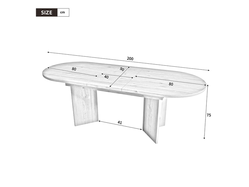 Table à manger extensible 160200x90 cm, 6-8 personnes, angles arrondis, plateau épais, style moderne - noyer - Conforama E