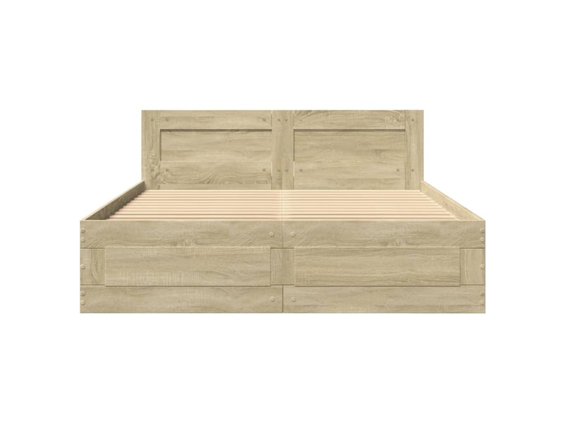  Lit double- lit adulte -  cadre de lit et tête de lit sans matelas chêne sonoma 120x190cm  - Conforama D