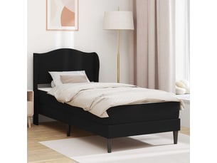 Lit adulte, lit simple, cadre de lit avec tête de lit noir 90x190cm simili cuir cf3363