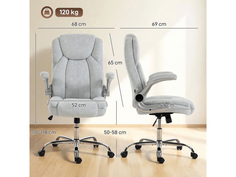  Fauteuil de bureau jarane ergonomique velours accoudoirs rabattables blanc crème  - Conforama E