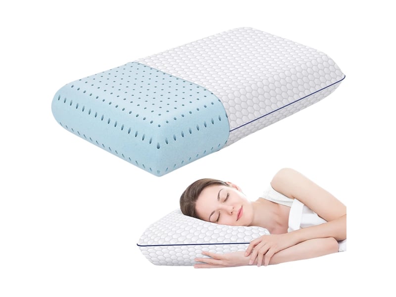  Oreiller à mémoire de forme 40x60 cm – infusé de gel rafraîchissant – coussin respirant – housse lavable – oreiller memoire forme, white  - Conforama A