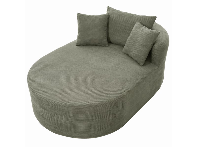 Canapé 1 places en velours côtelé vert, assise profonde 122 cm, sans montage, design ovale - Conforama A