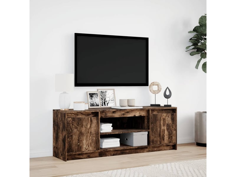  Meuble tv - banc tv - meuble de rangement avec led chêne fumé 139,5x34x50 cm bois d'ingénierie  - Conforama D