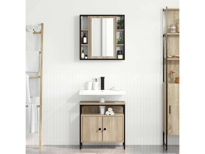  Ensemble de mobilier de salle de bain 2 pièces marron cf64233  - Conforama B