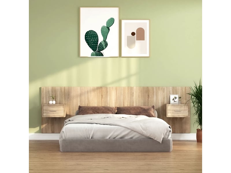  Tête de lit - armoire de tête de lit - avec chevets chêne sonoma bois d'ingénierie fr10676  - Conforama B