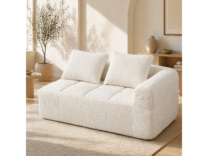  Canapé 2 places 158x90x60 cm, avec poche latérale, prêt à utiliser, finition tissu chenille jaune  - Conforama B
