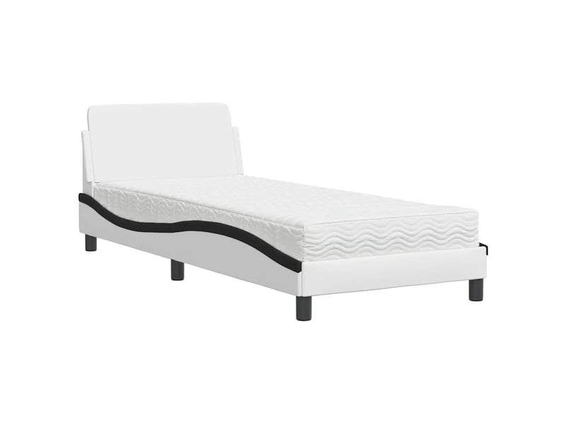  Lit simple- lit adulte -  lit avec matelas dover blanc et noir 80x200 cm similicuir  - Conforama A