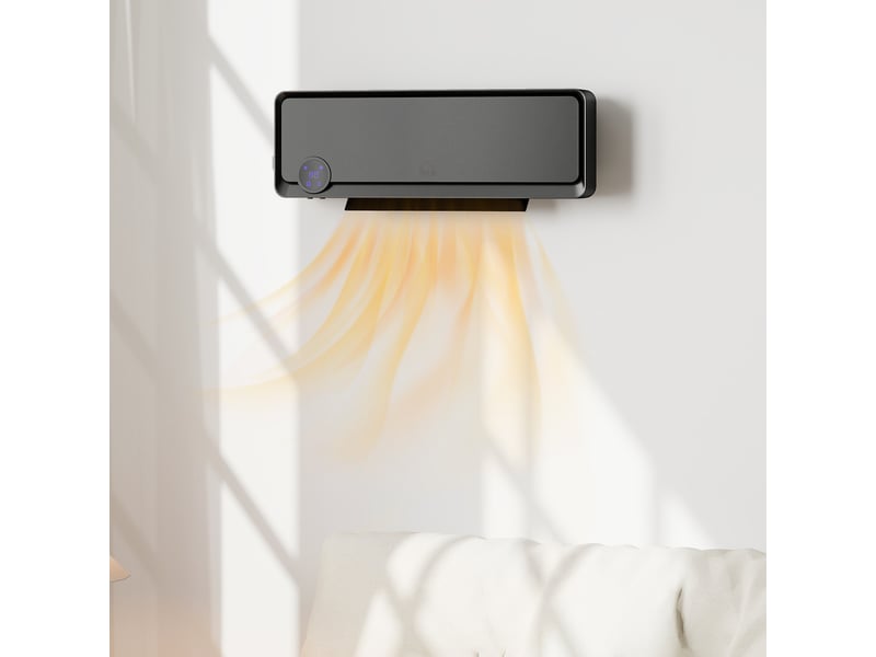  Radiateur électrique mural, 1000 w2000 w, avec affichage led, étanche (ipx2) et télécommande, 56 x 11,7 x 18,5 cm, noir  - Conforama D