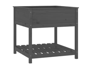 Jardinière - bac à fleurs avec étagère gris 82,5x82,5x81 cm bois massif de pin