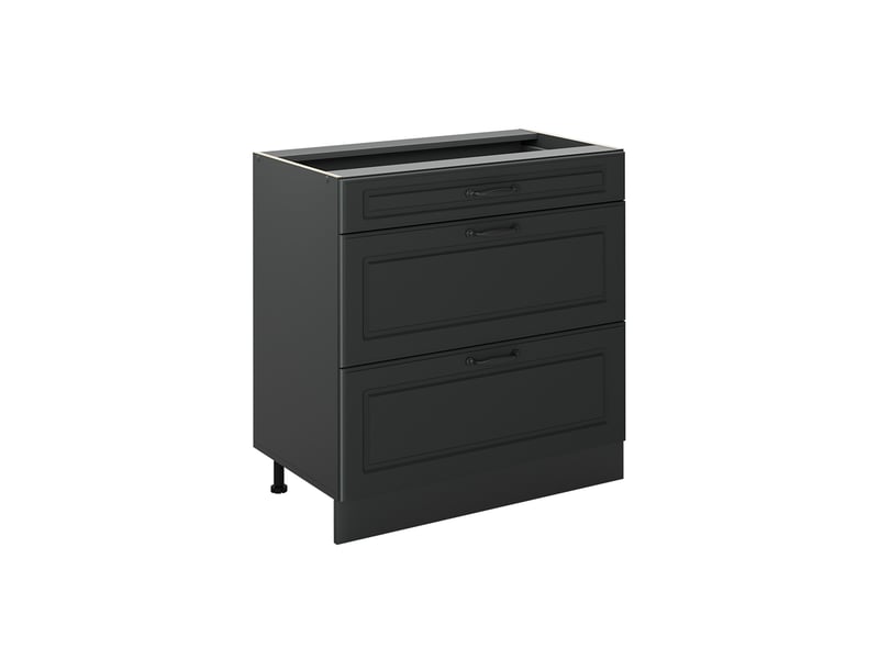 Vicco meuble cuisine, anthracite campagneanthracite, 80cm avec 3 tiroirs sans plan de travail - Conforama A