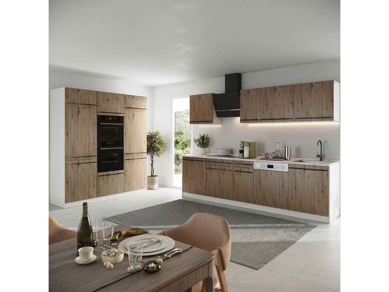 Vicco cuisine, chêne artisanblanc, 180cm plan de travail anthracite - Conforama C